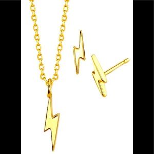 Mini Lightning Bolt Stud Earrings and Pendant